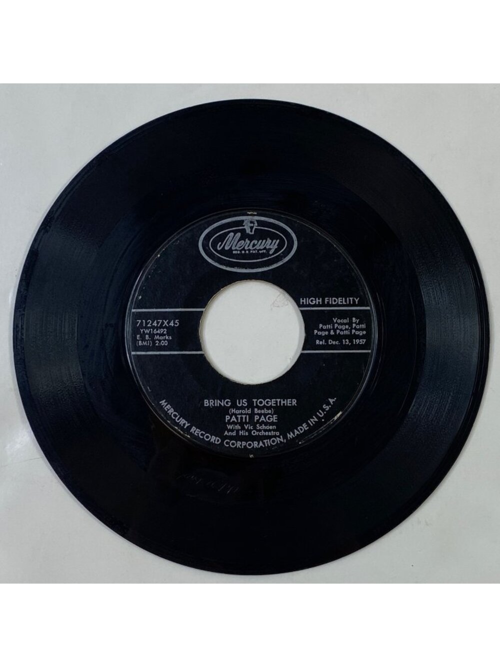Vintage Patti Page 45 Rpm Vinyl Single Mercury Records Collectors Musical Gem